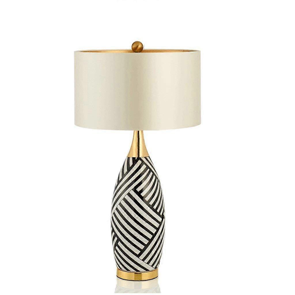 Aqiong LED Desk Lamp, Modern Copper and Zebra Pattern Ceramic Table Lamp for Living Room and Bedroom