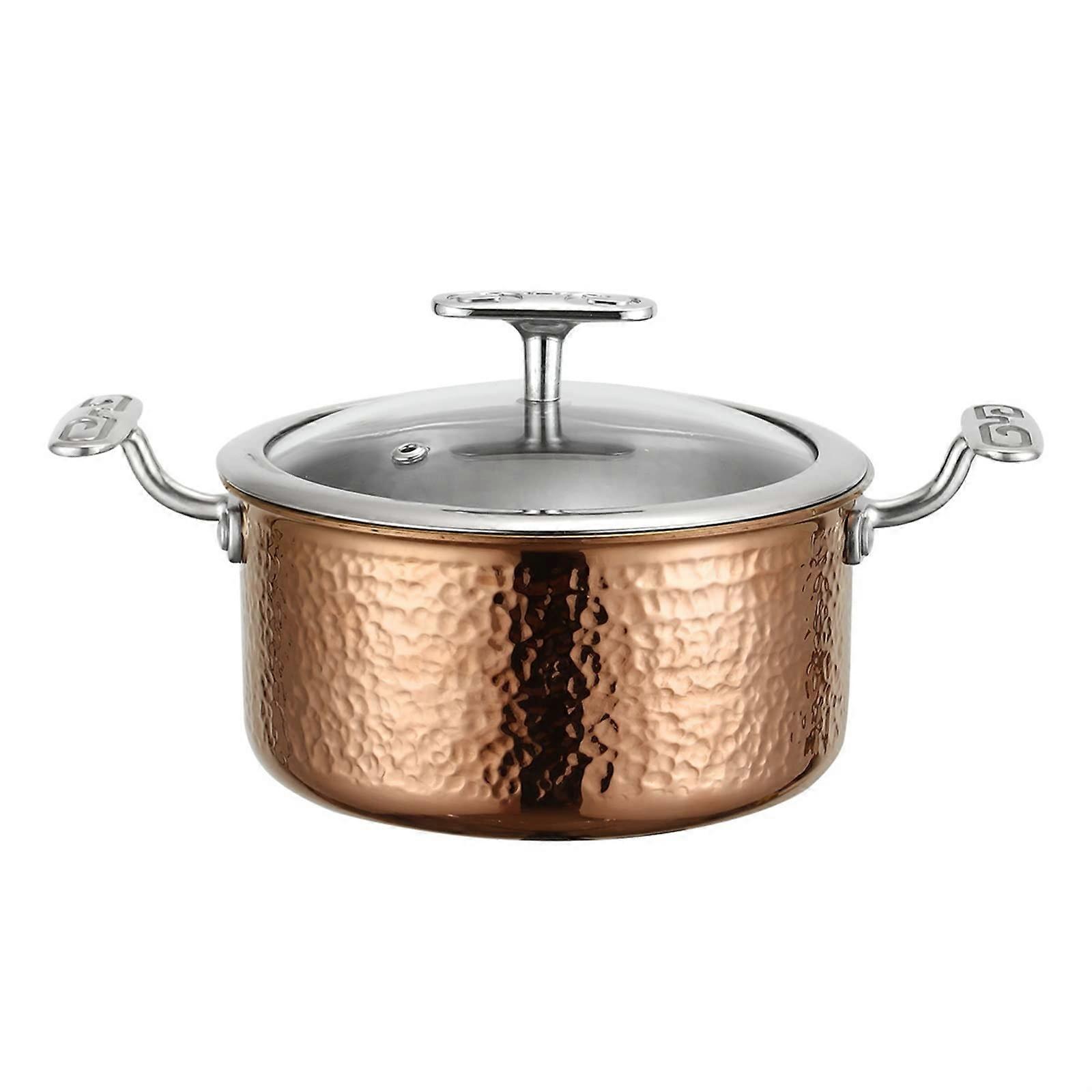 Single Hot Pot 16 cm, 304 Stainless Steel, Hammer Pattern, Induction & Gas Stove Compatible, Large Capacity, Three Layers