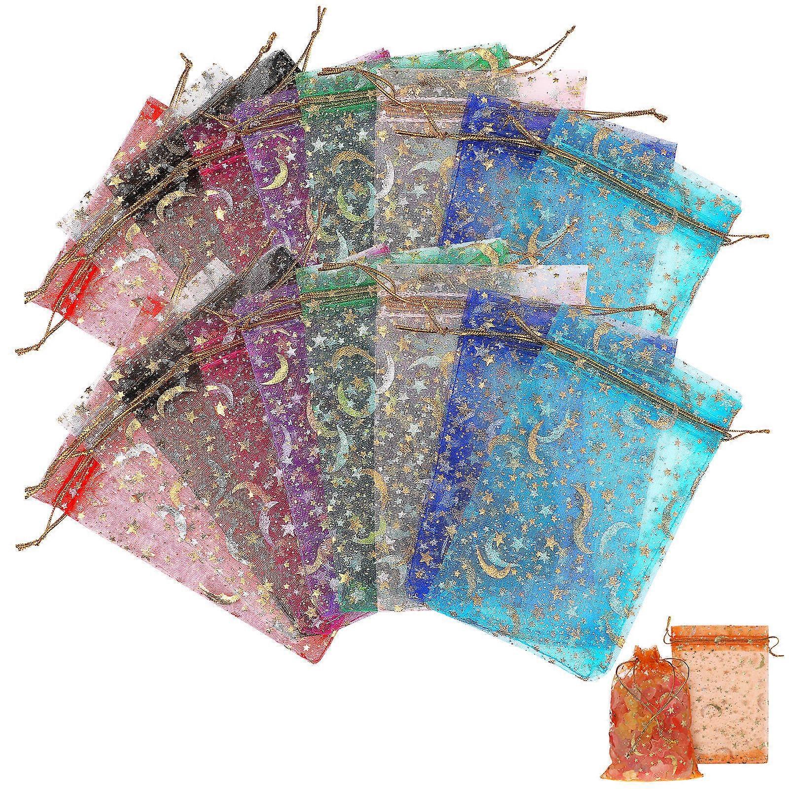 100 Pcs Elegant Design Drawstring Organza Bags Storage Candy Bags Assorted For Event Organizers During Celebrations