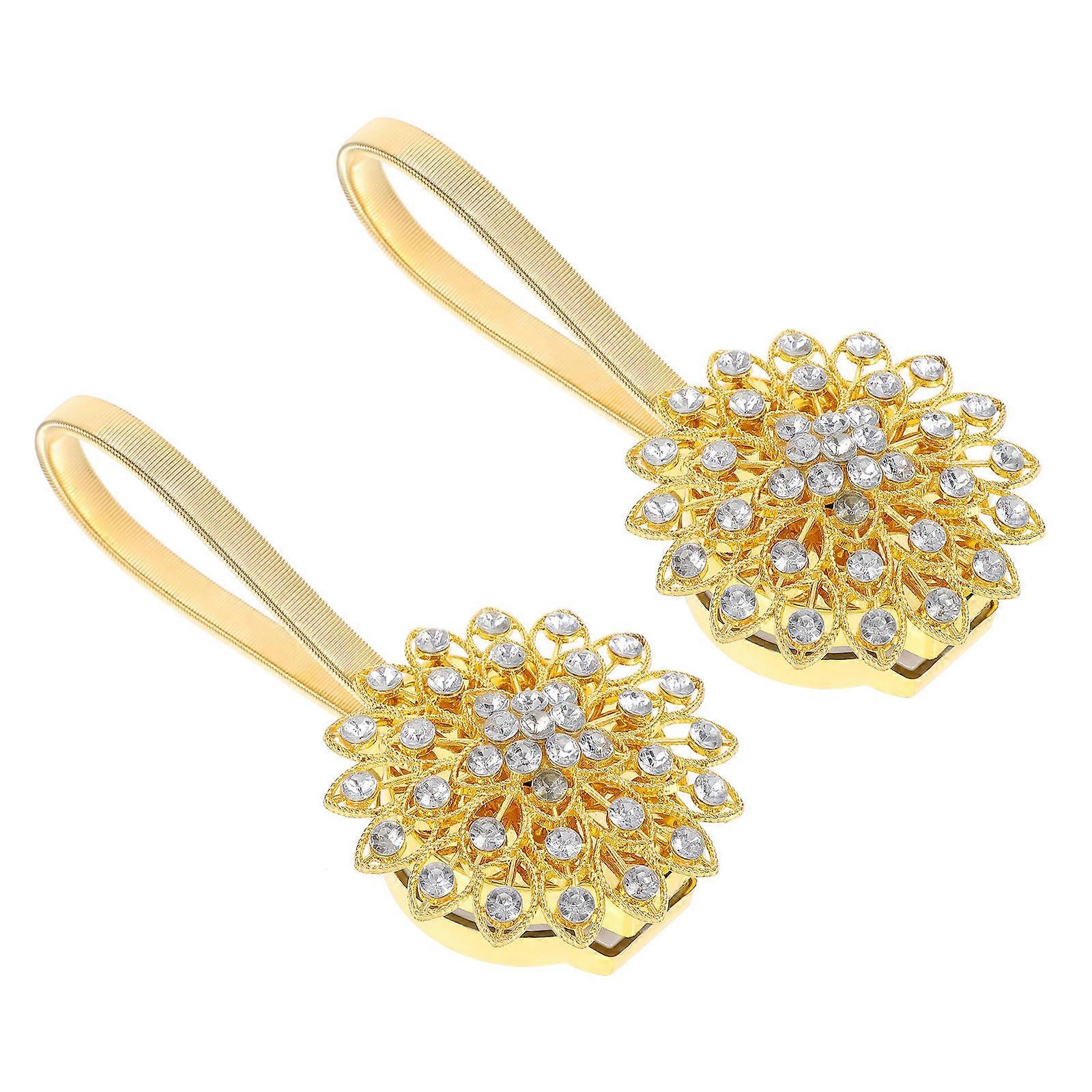 Curtain Fastener 2Pcs Modern Tieback For Hotel And Event Organizers 30x7cm Golden Alloy Style With Easy Installation And Functional Design