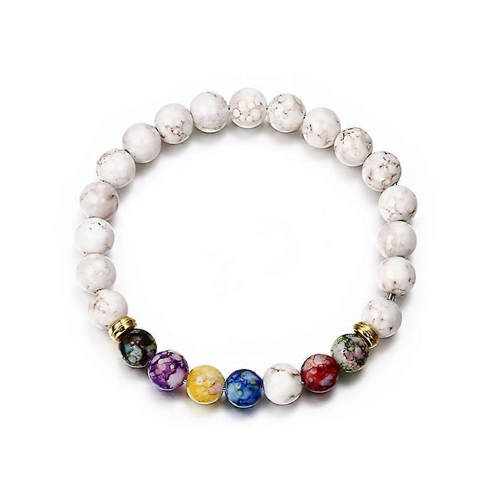 Beaded Bracelets with Colorful Beads Made of Alloy for Men and Women White Adjustable Size