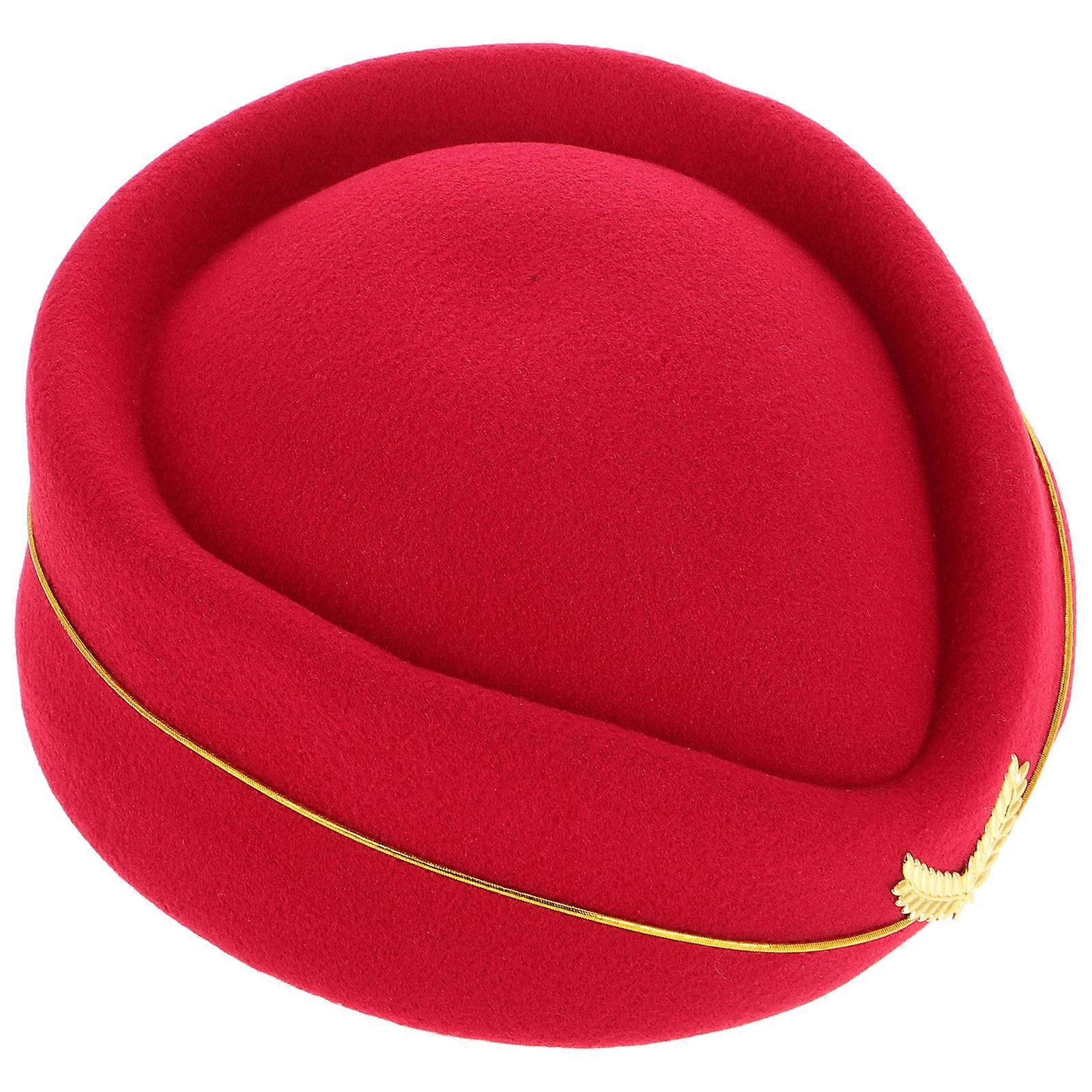 Stewardess Uniform Hat Beret Forged Craftsmanship Dark Red Designed For Theatrical Productions 1Pack