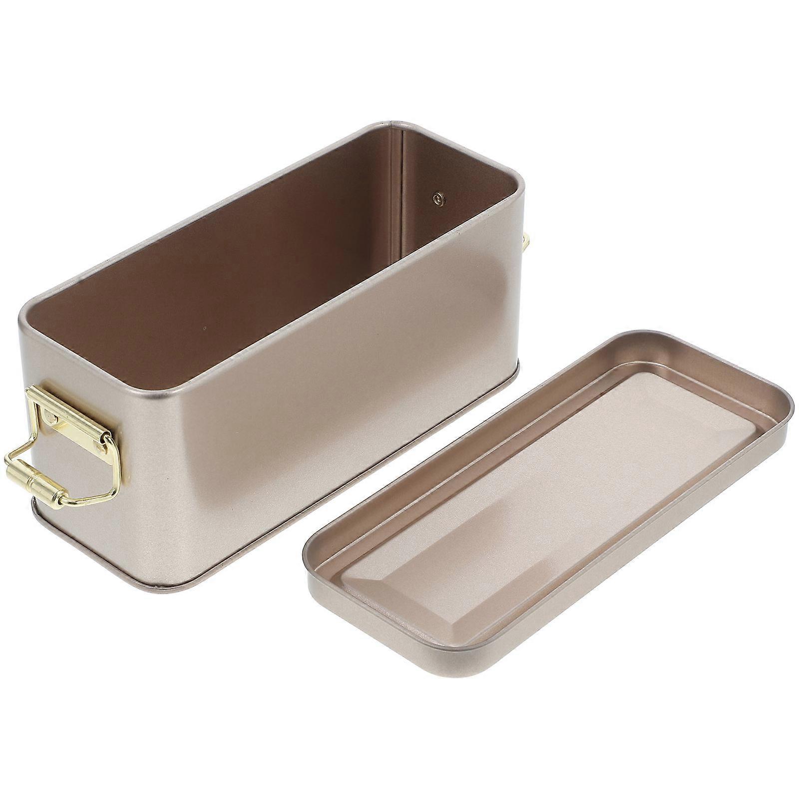 Golden Rectangular Iron Box with Lid for Storage Use Multipurpose Decorative Jar-Compatible with