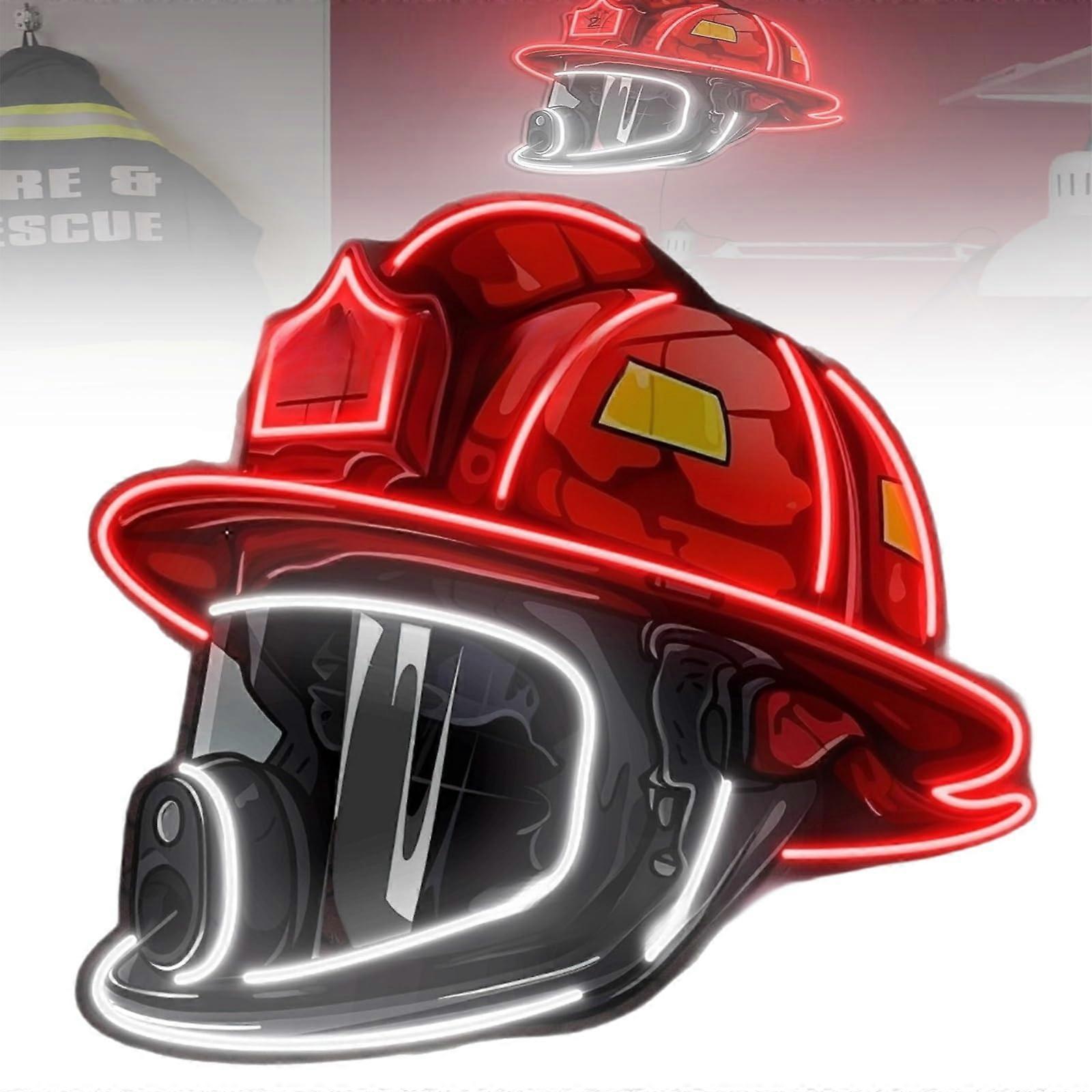 Fire Helmet Neon Sign, Neon Signs for Wall Decoration, USB Powered Neon Light