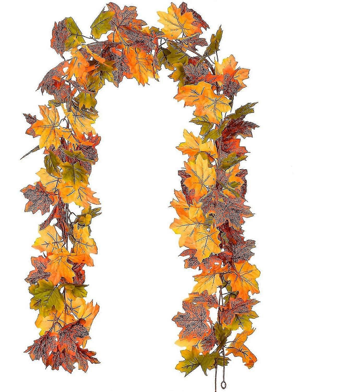 2025 2 Pcs Artificial Maple Leaves Garland, 173cm/pc Fall Leaves Vines Silk Maple Leaf Garland