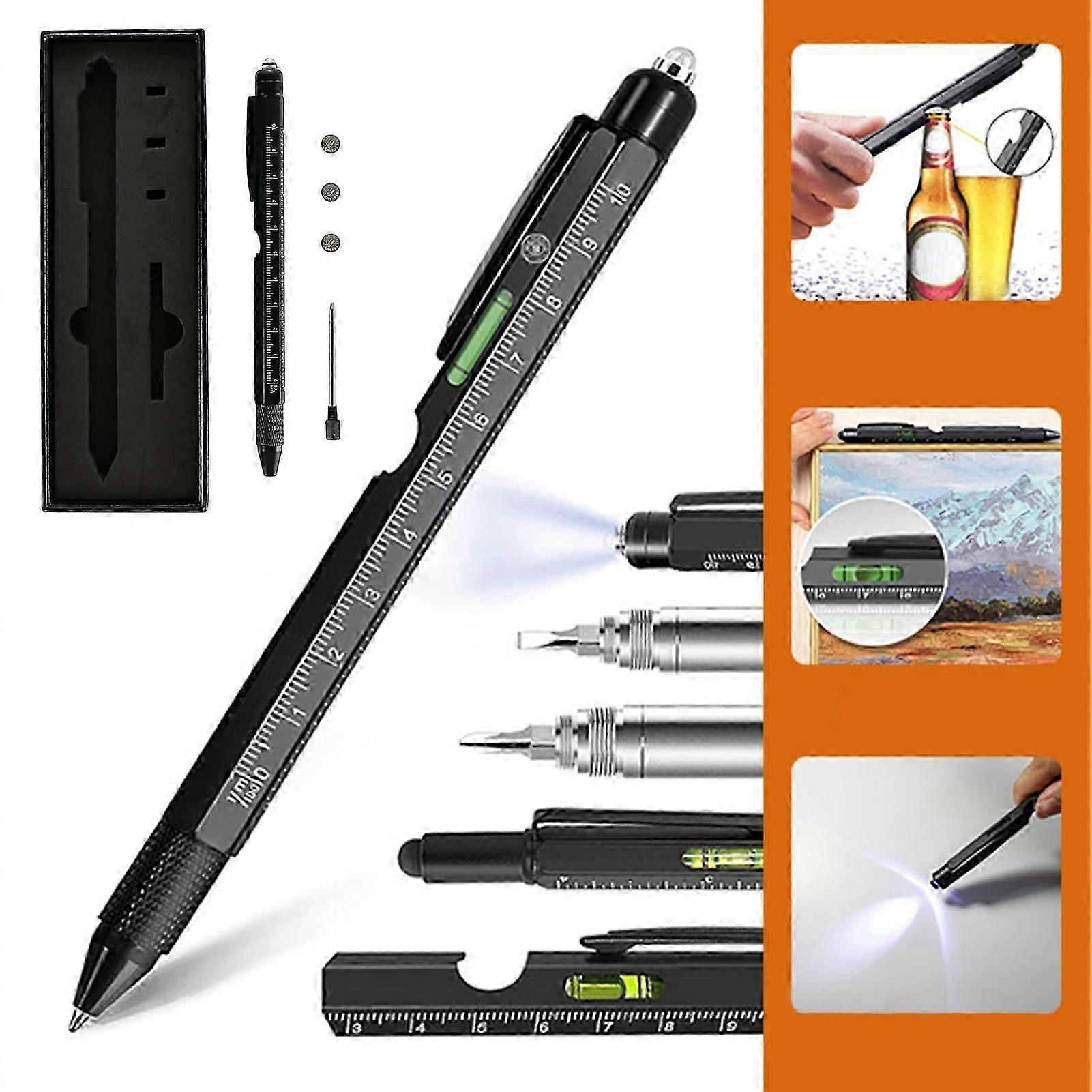 6-in-1 Multi-Tool Pen with LED Light, Screwdriver, Stylus & Bottle Opener - Compact EDC Tool for Men, Office, Travel & Gifts