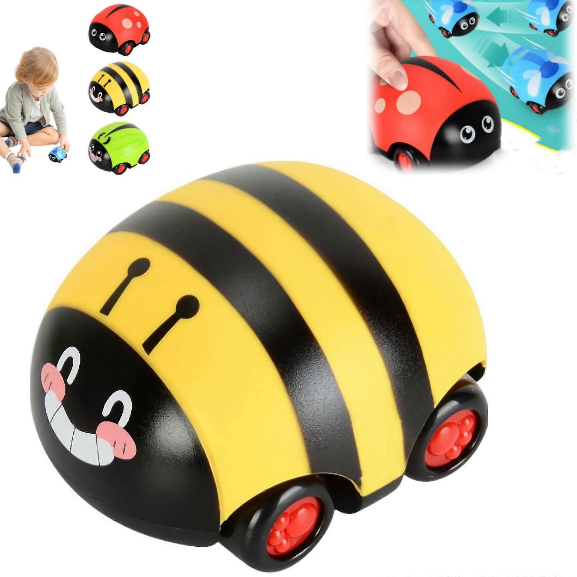 Ladybug Shaped Pull-Back Car, Friction-Powered Educational Toy, Non-Battery, Interactive Parent-Child Fun, Yellow 1pc