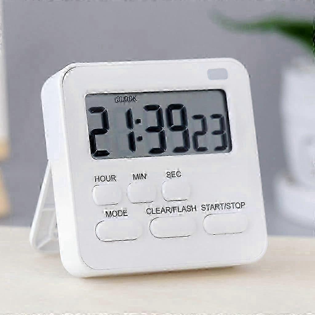 White Magnetic Kitchen Timer with Alarm Clock and Countdown Stopwatch Function