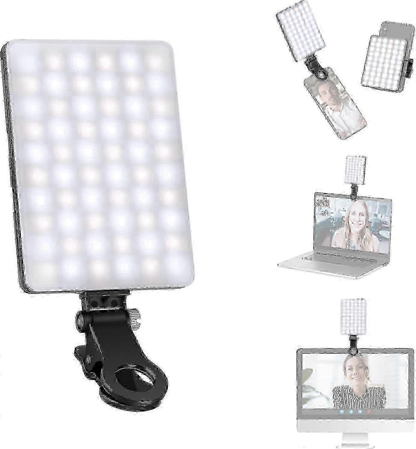 NEEWER Selfie Light with Front & Back Phone Clip, High Power 60 LED 2000mAh Rechargeable CRI 95+, 3 Light Modes, Portable Clip on SZRH A-X