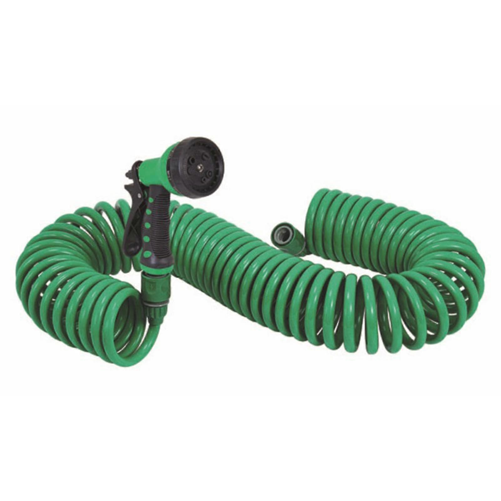 Spiral Garden Hose Curl Hose Recoil Hose SelfReel Water Hose with Connectors for Outdoor Use, 7 Pattern Spray Nozzle 30 Meters