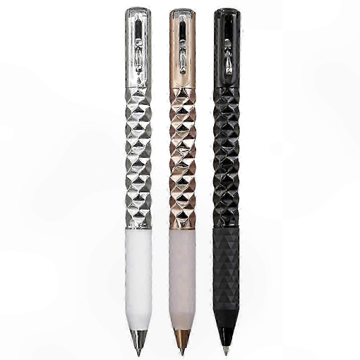 Retractable 0.5mm Crinkle Pen, Geometric Metal Fidget Tool for Stress Relief and Shape Shifting