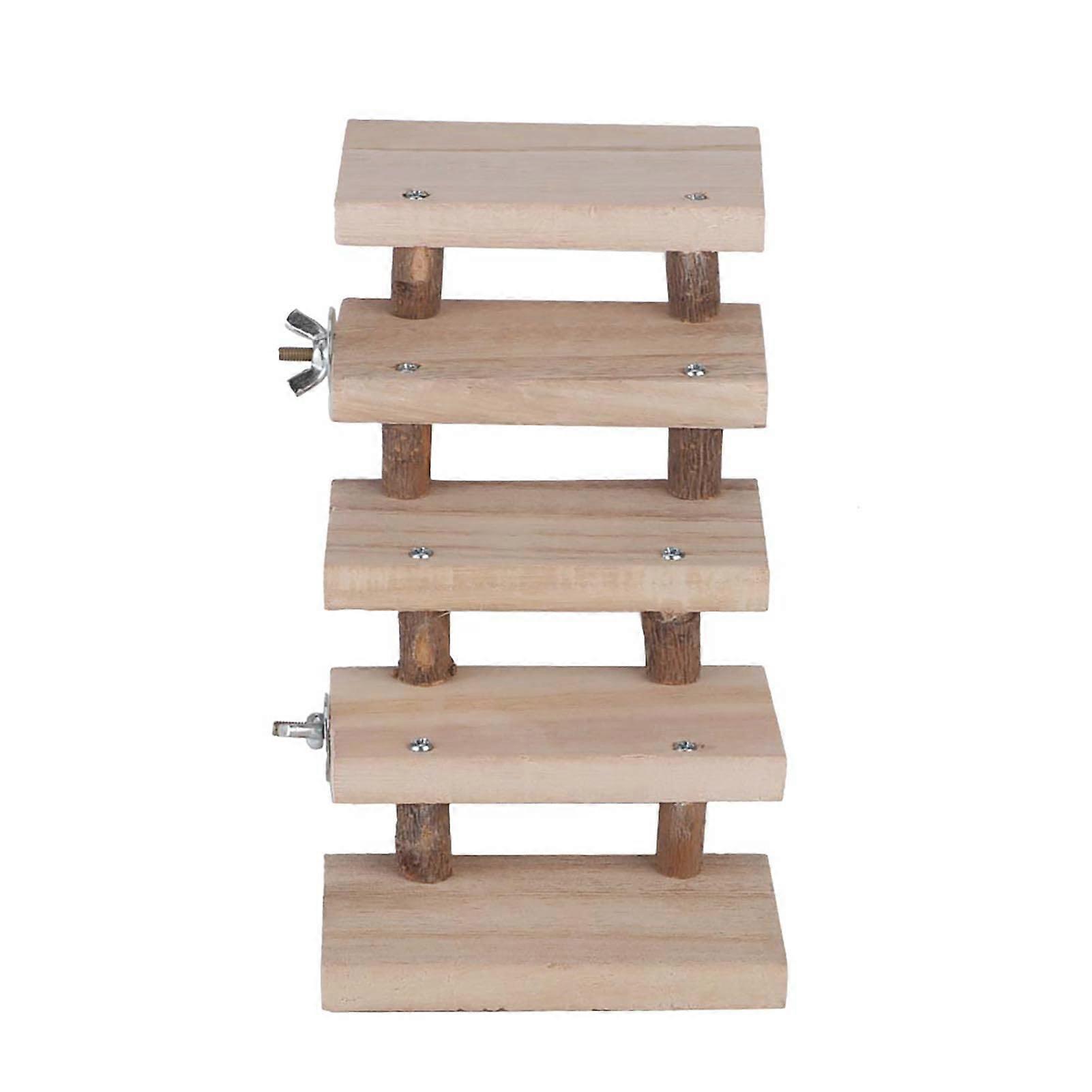 5 Layers Wooden Hamster Ladder Climbing Stairs Toy for Hamsters, Mice, Parrots, and Small Pets - Cage Accessory