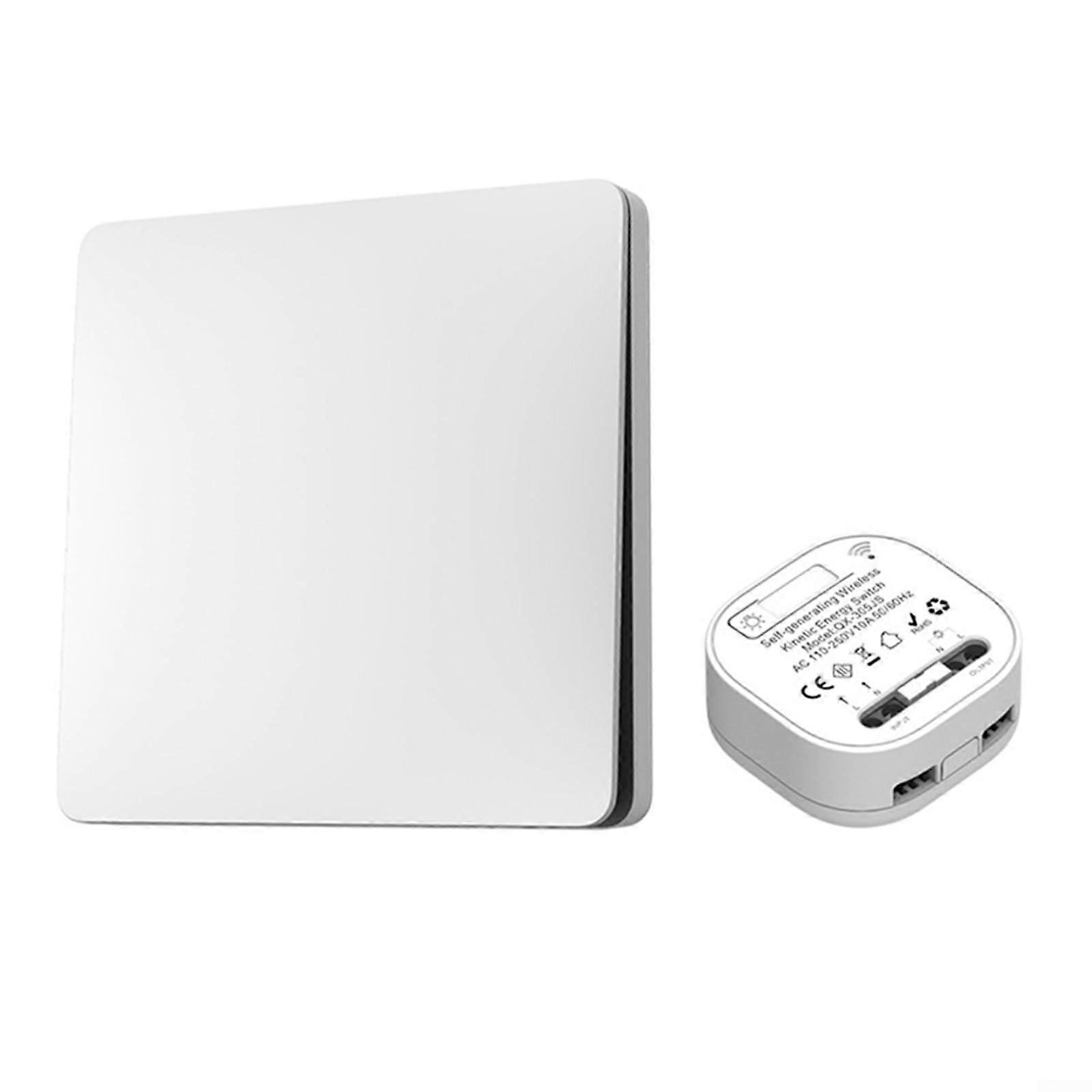 Battery-Free Self-Generating Remote Control Light Switch Set with Receiver for Indoor and Outdoor Use, IP44 Waterproof Design