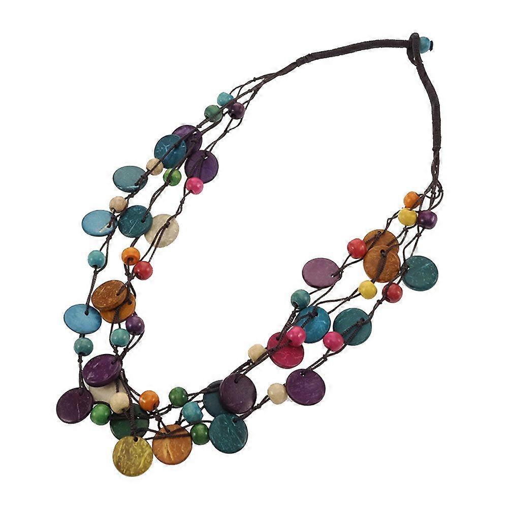 2pcs Bohemia Retro Ethnic Geometric Coconut Shell Necklaces (Assorted Color)