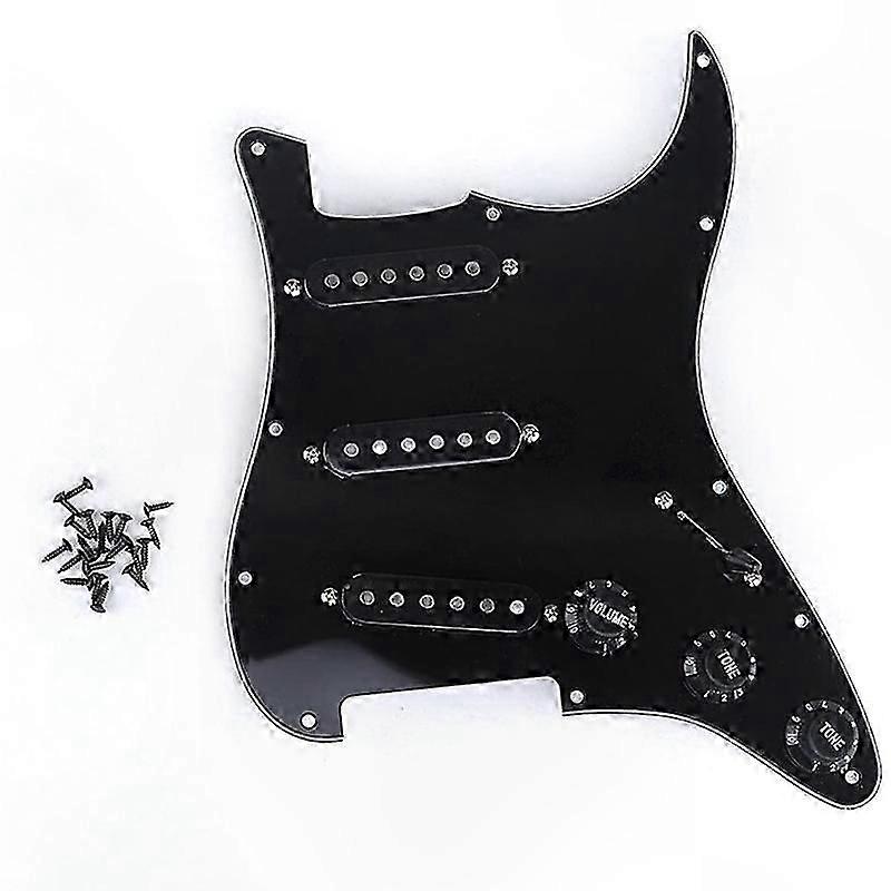 3-Ply SSS Pickup Set with 11-Hole Scratchplate for Electric Guitar Pre-Wired System Suitable for ST SQ Models