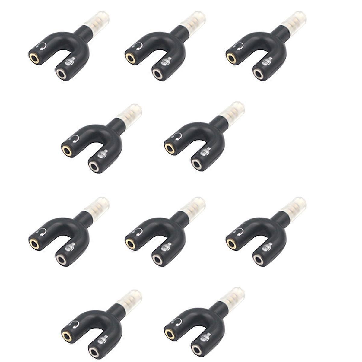 10pcs 3.5mm Headphone Jack Audio Splitter U Type Adapter Black