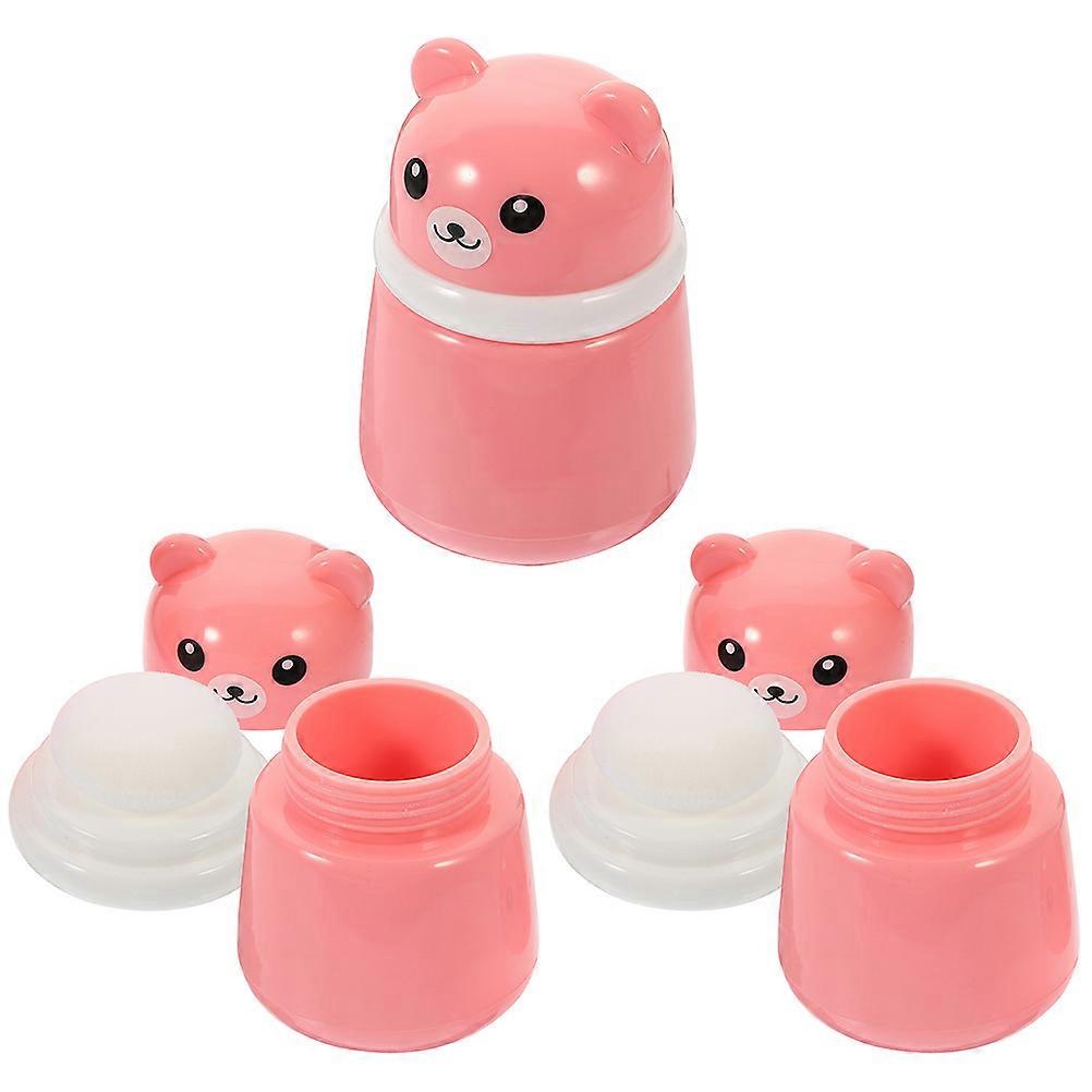 3pcs Powder Puff Box for Home Use with Pink PP Material and Sponge Easy to Use for All Ages