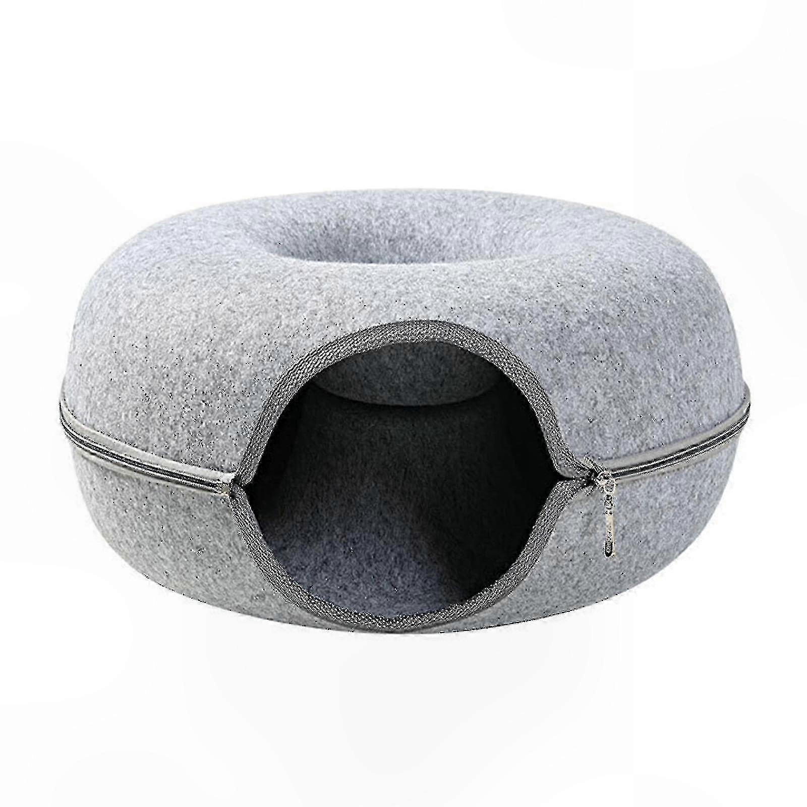 Felt Cat Cave & Tunnel Playset, Large Round Pet Nest, Indoor Cat Bed & Toy Combo