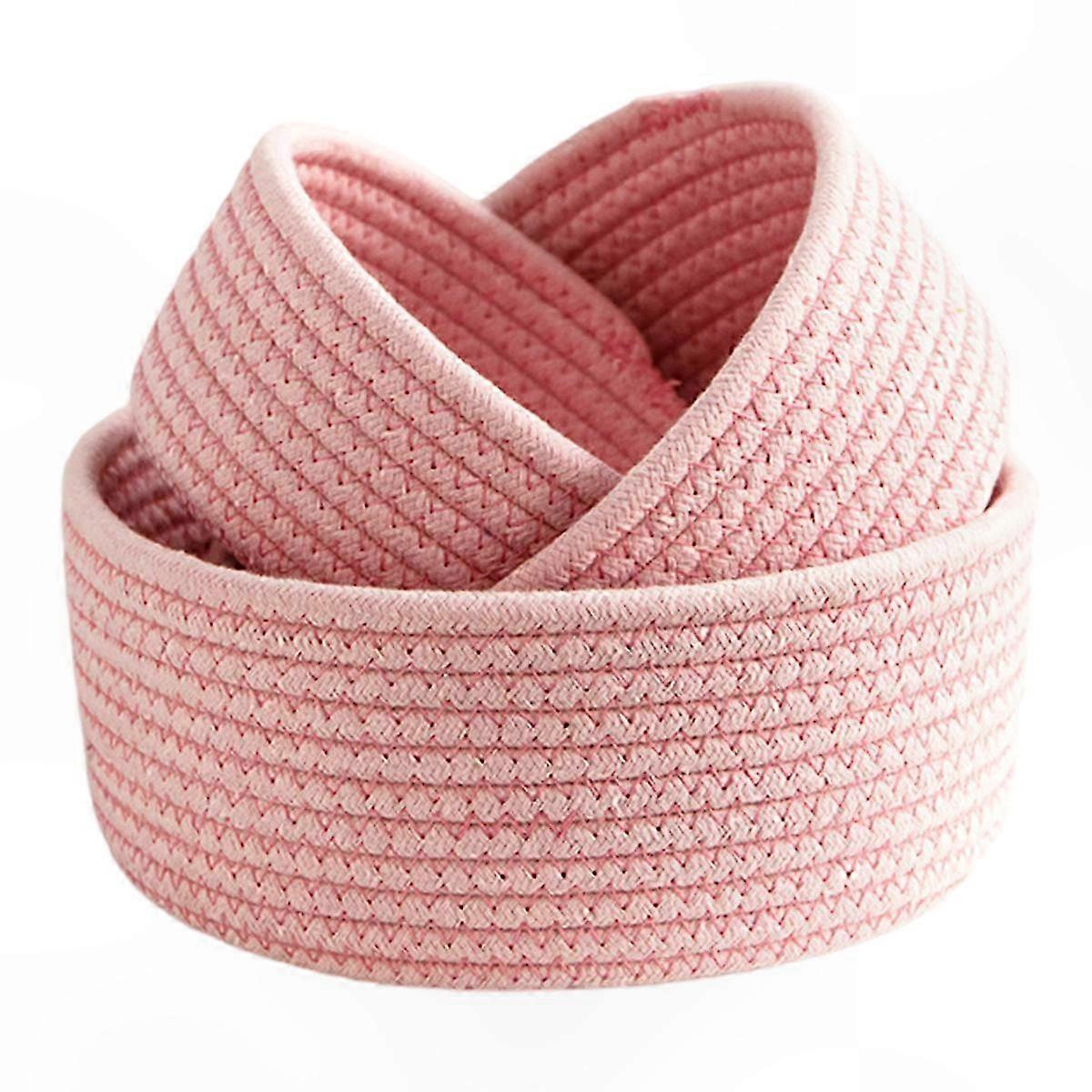 3-Pack Cotton Rope Storage Bowls, Small Nesting Baskets for Shelves, Closet Organizers for Accessories and Mini Table Sorting