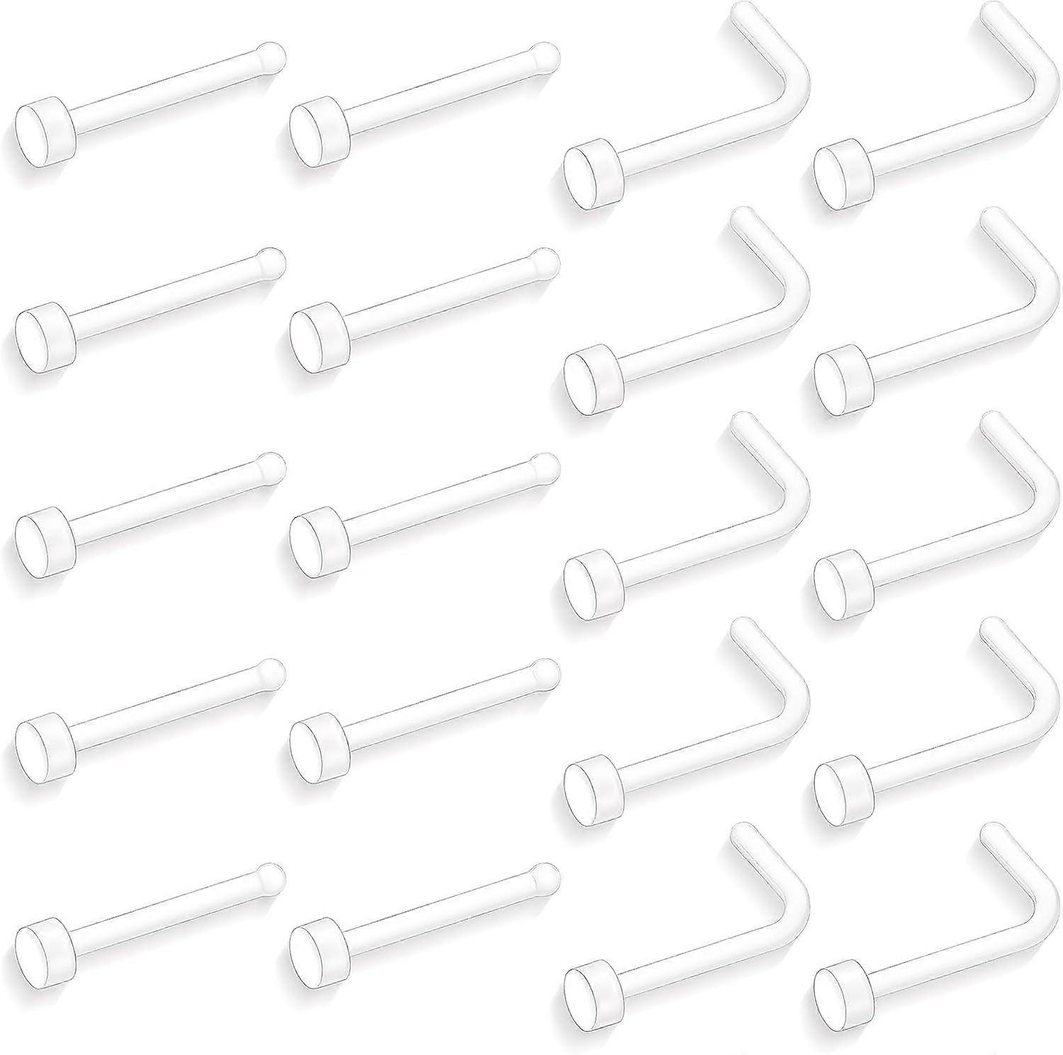 20 PCS Clear Nose Rings for Work, Clear Nose Piercing Retainers, Invisible