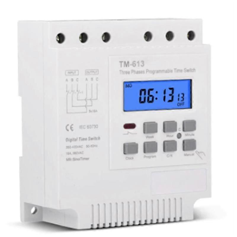 3 Phase 380V 415V Programmable Timer Switch with Backlight - Digital Display