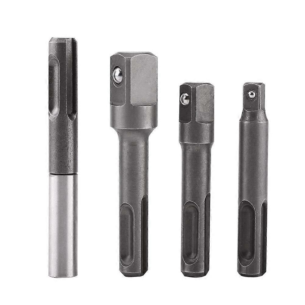 4Pcs Power Drill Bit Set - 1/4", 3/8", 1/2" Hex & Square Sockets - Extensions,Lilaris