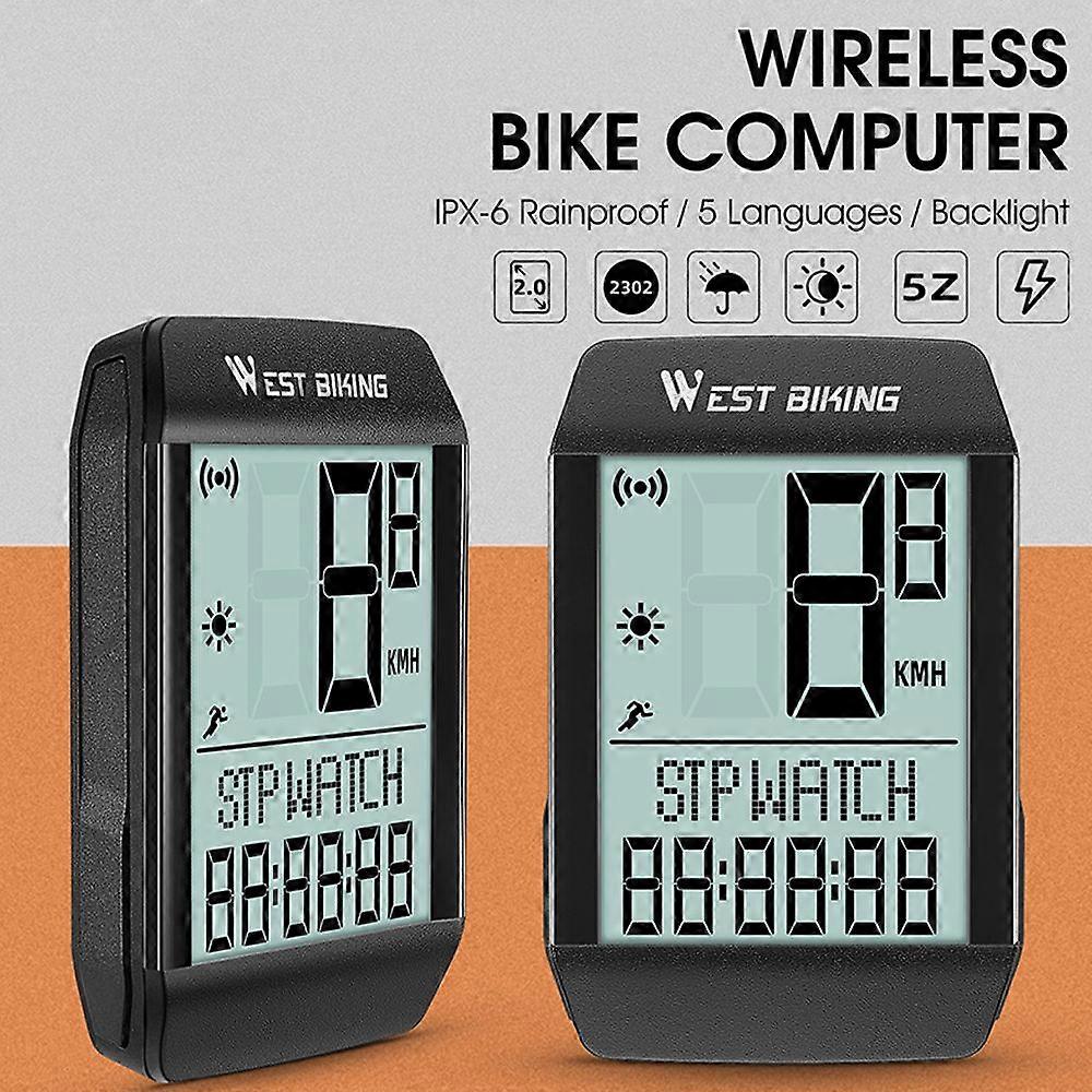 5 Language Bicycle Speed Meter Waterproof Cycle Mileometer Multi-functional Bike Speedometer Full Screen Backlight Cycle Stopwatch