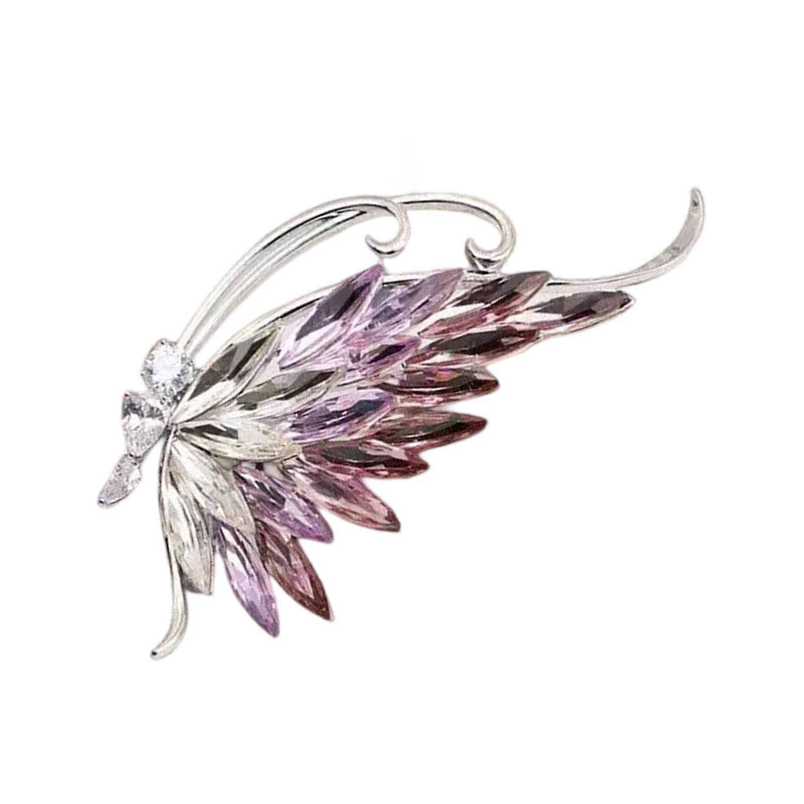Delicate Butterfly Shape Brooch With Shimmering Blue Crystals Stylish Lightweight Design For Daily Or Formal Occasions  Purple