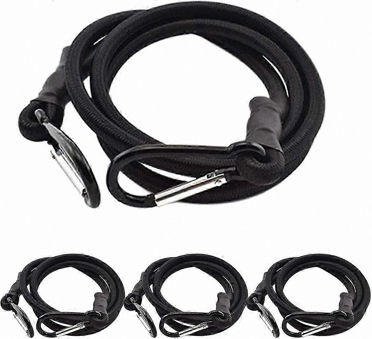 4-Pack Elastic Tensioner with Hooks, Durable Black Stretchable Fasteners for Securing Loads