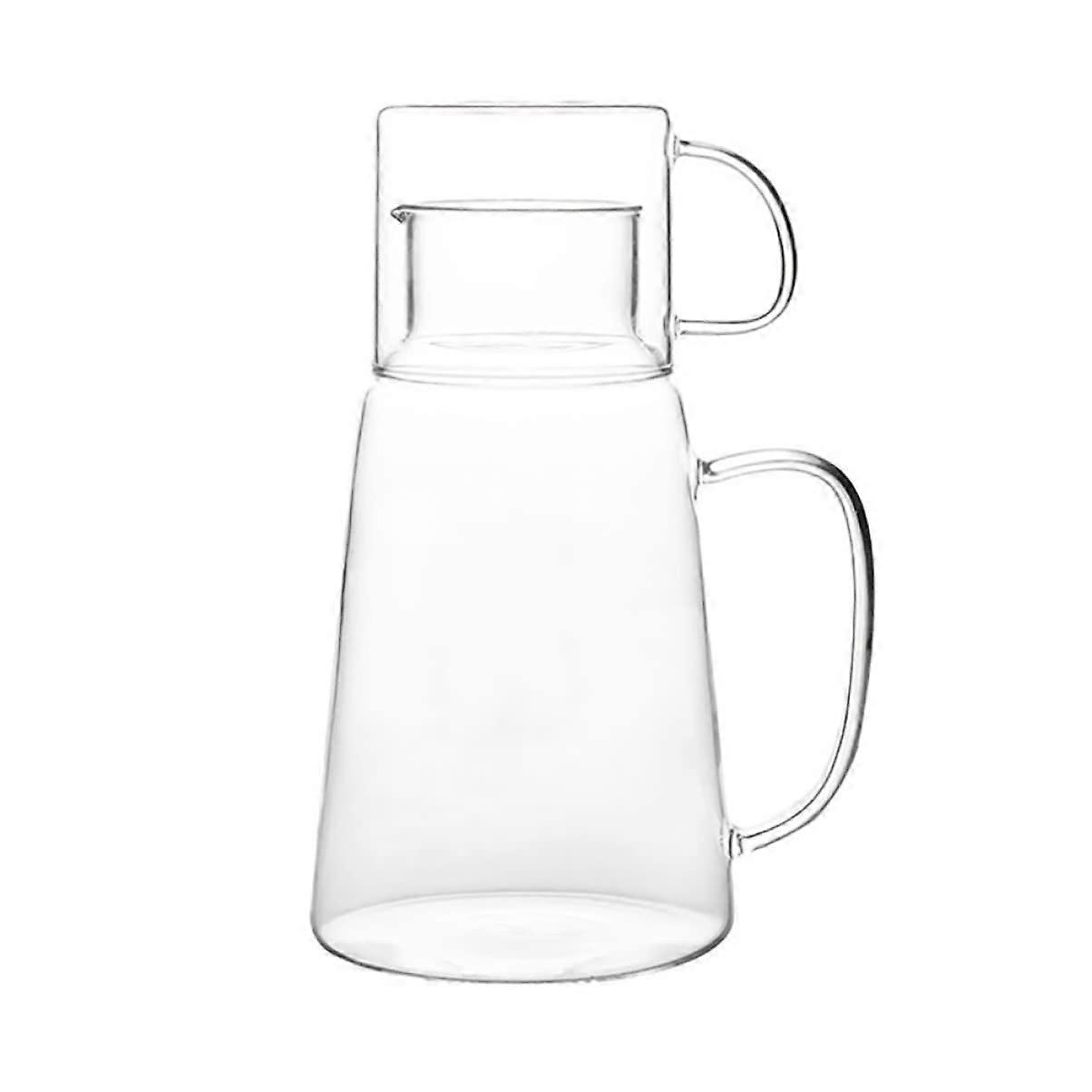 Teapot Kettle Maker Cold Glass Dispenser for Lemonade, Clear Travel Tumbler with Handle and Lid, 32oz Capacity