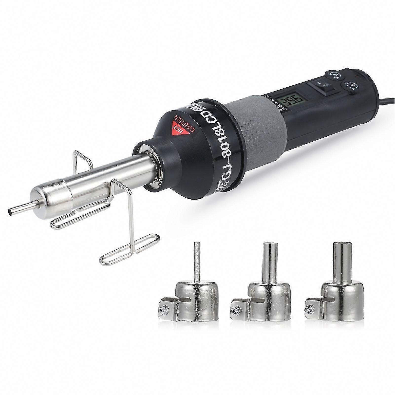 450W Portable Hot Air Rework Station with LCD Display, Temperature Control, Airflow Adjustment, and Nozzles for SMD Desoldering