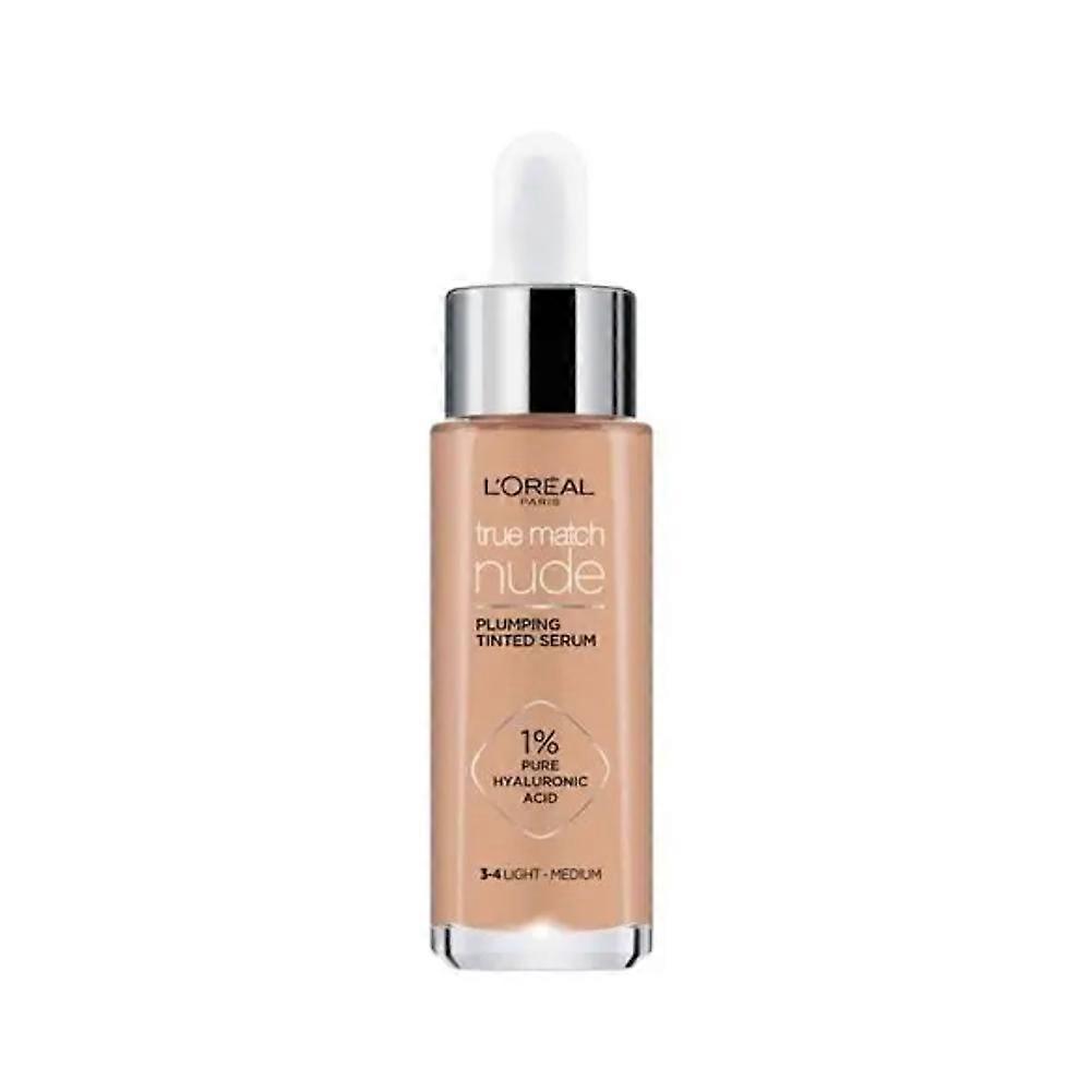 3 x L'Oreal True Match Nude Plumping Tinted Serum - 3-4 Light Medium 30ml