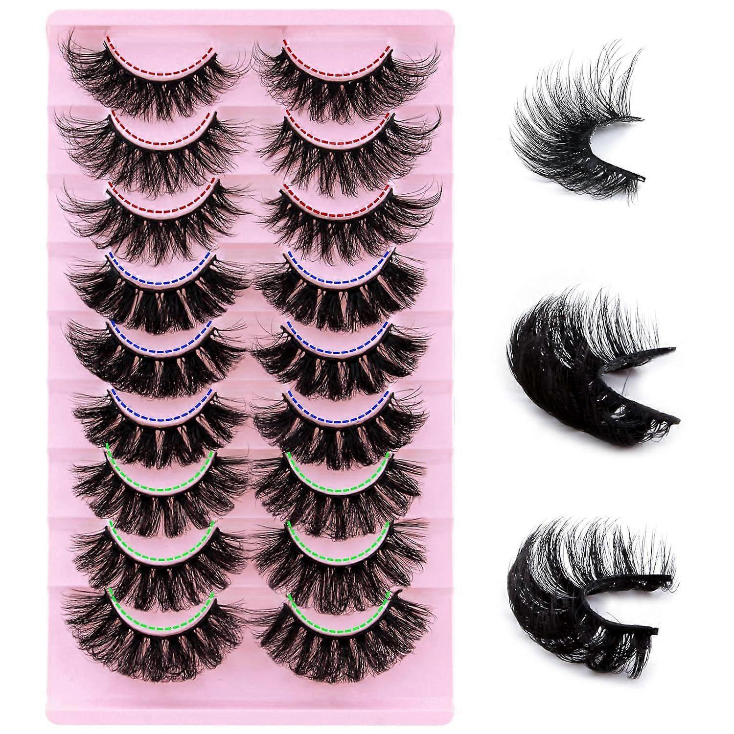 False Eyelashes 9 Pairs, 6D Artificial Eyelashes Set, Reusable Natural