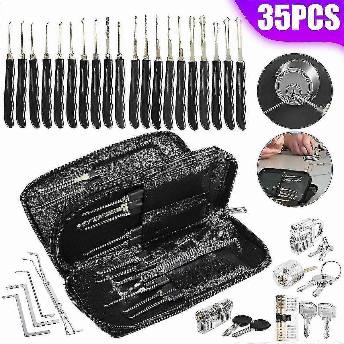 35-Piece Locksmith Tool Kit for Professional Use - Durable Lock Picking Set with Precision Picks
