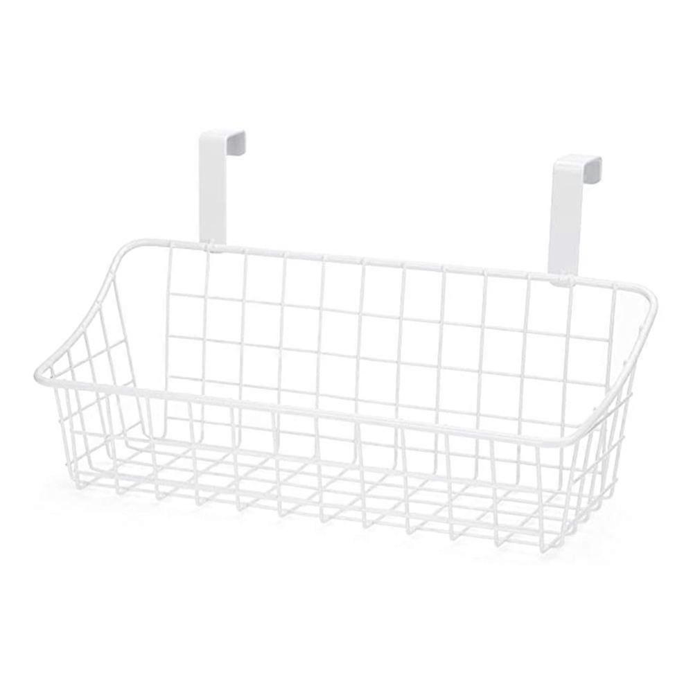 Basket with Grid Storage Basket, Hang It Behind a Door or on a Railing, over the Cabinet Door, Whit