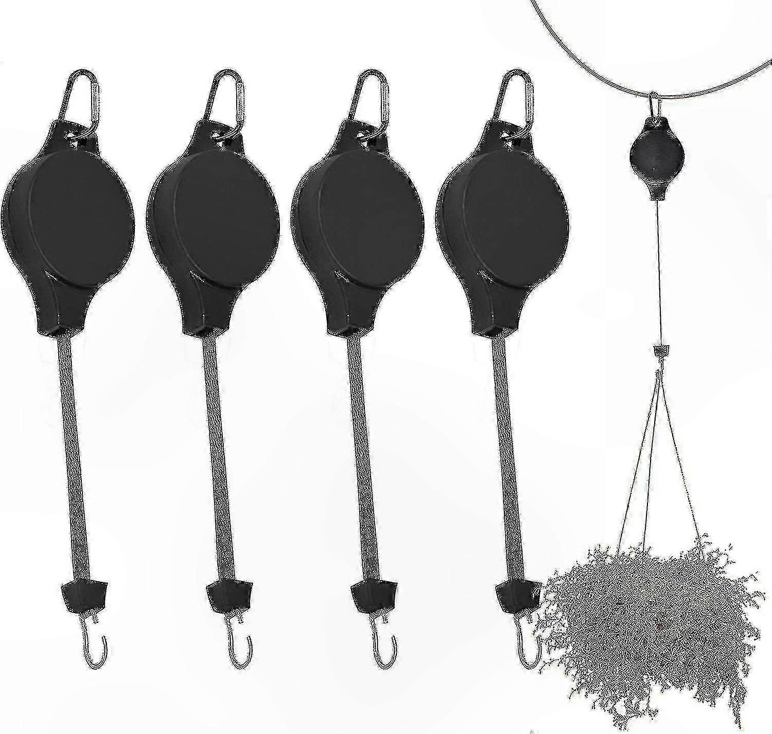 Adjustable Plant Pulley System with 4 Hooks for Hanging Baskets and Flowers