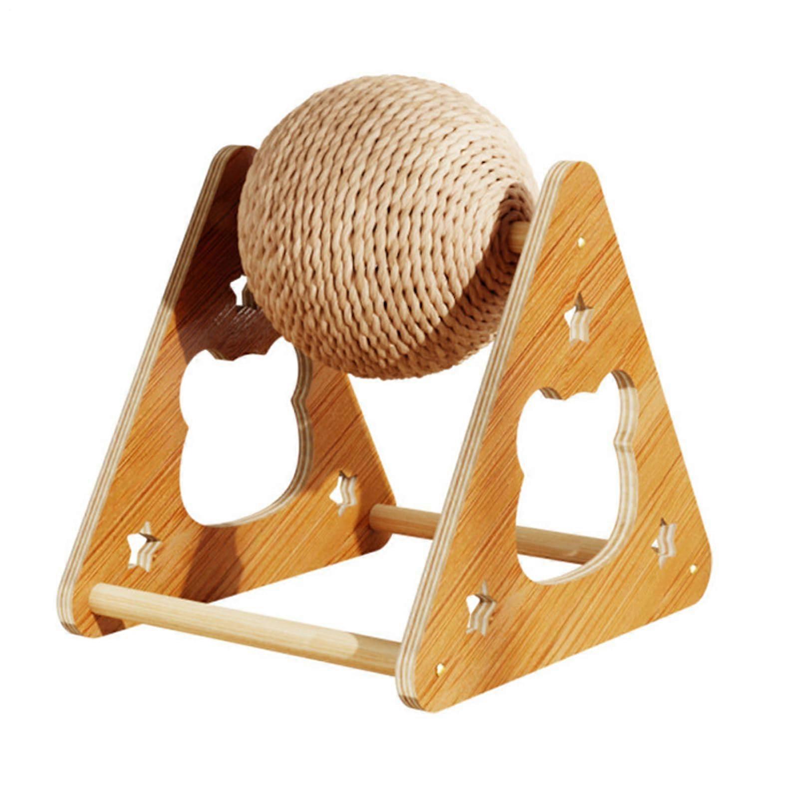 Cat Scratch Ball Sisal Ball Cat Scratcher, Wood Frame, Exercise Wheel, Kitten Training