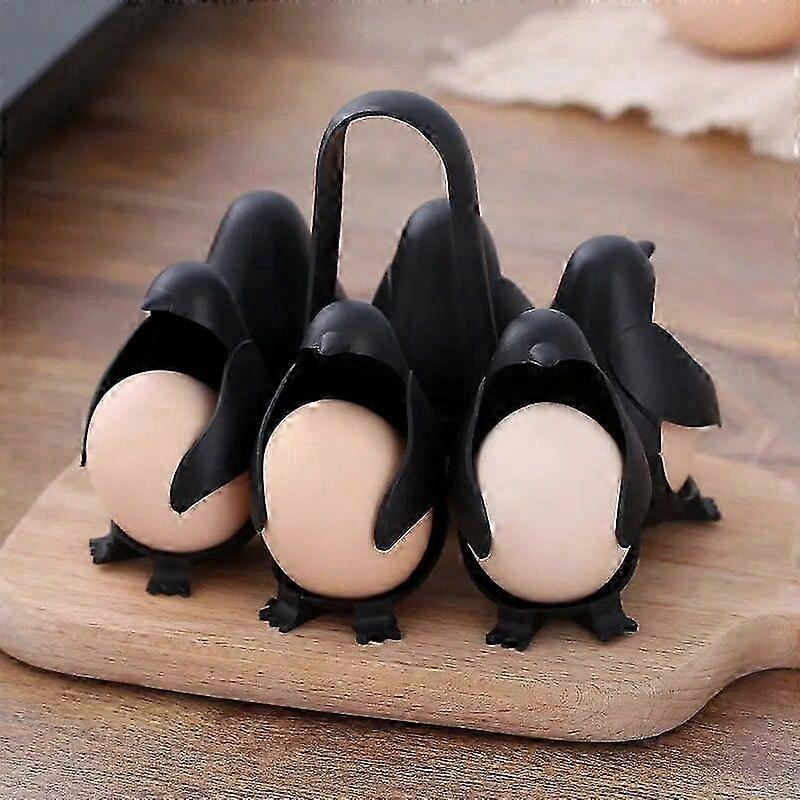 Plastic Egg Holder for 6 Eggs | Egg Rack with Egg Cup | Black Egg Storage Box | Funny Egg Insert for Kitchen Use