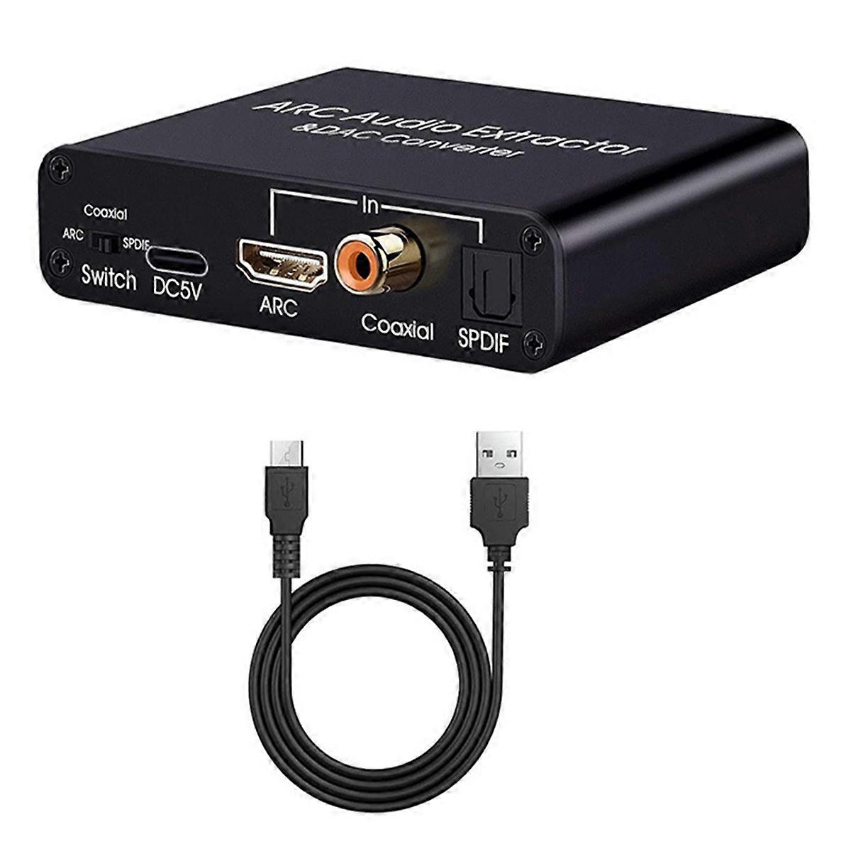 192KHz ARC Audio Extractor Digital to Analog Audio Converter ARC to Optical/SPDIF Coaxial Stereo L/R 3.5mm