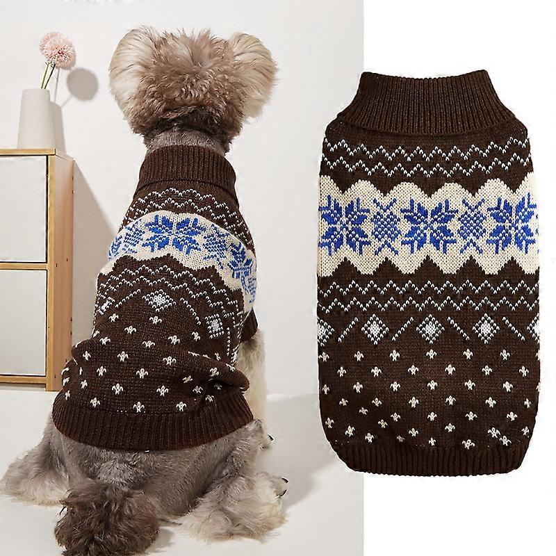 Puppy Clothes Lapel Design Warm Snowflake Square Wave Flower Dog Cat Sweater