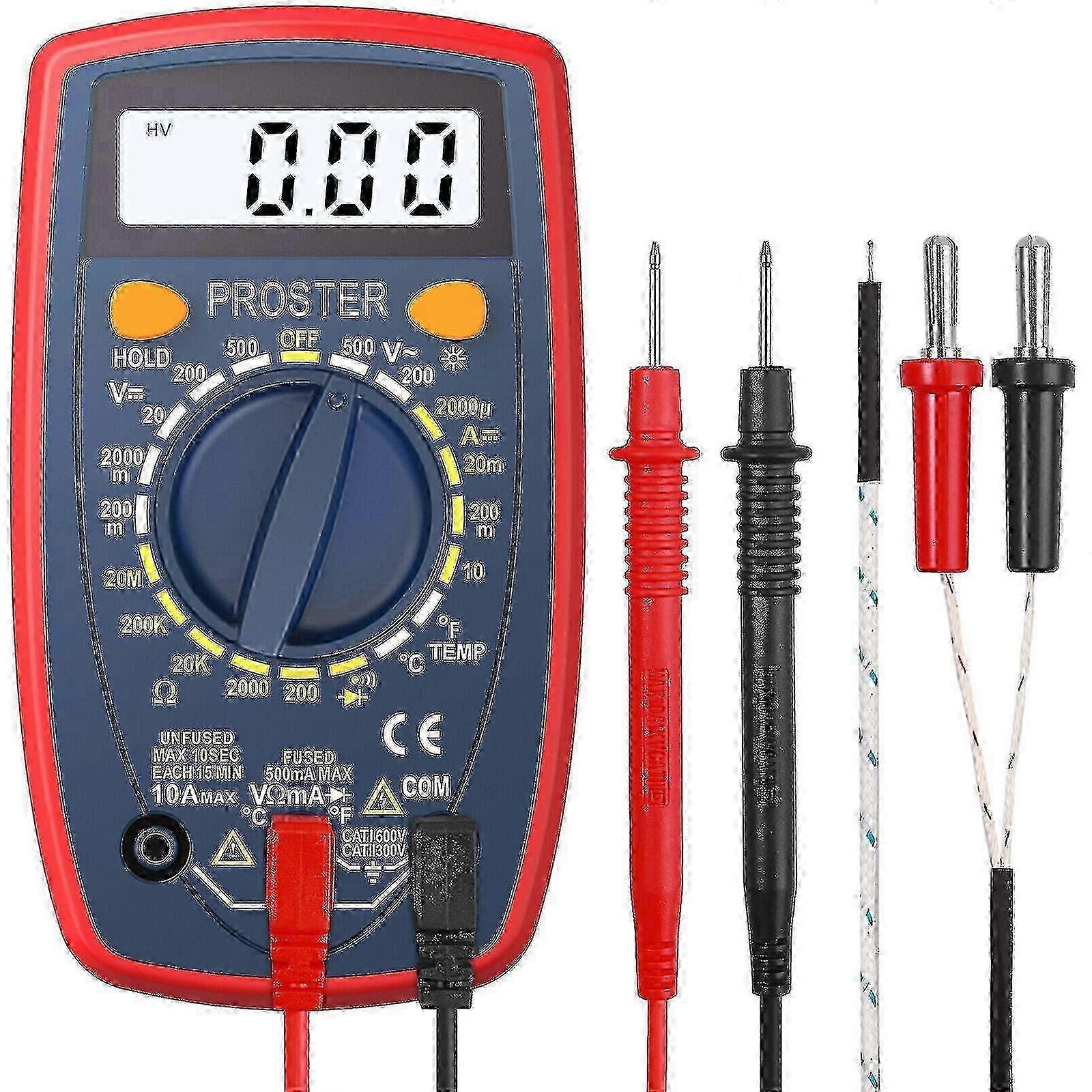Proster 1999 Lcd Digital Multimeter Multi Tester Test Lead Backlight Diodes Test