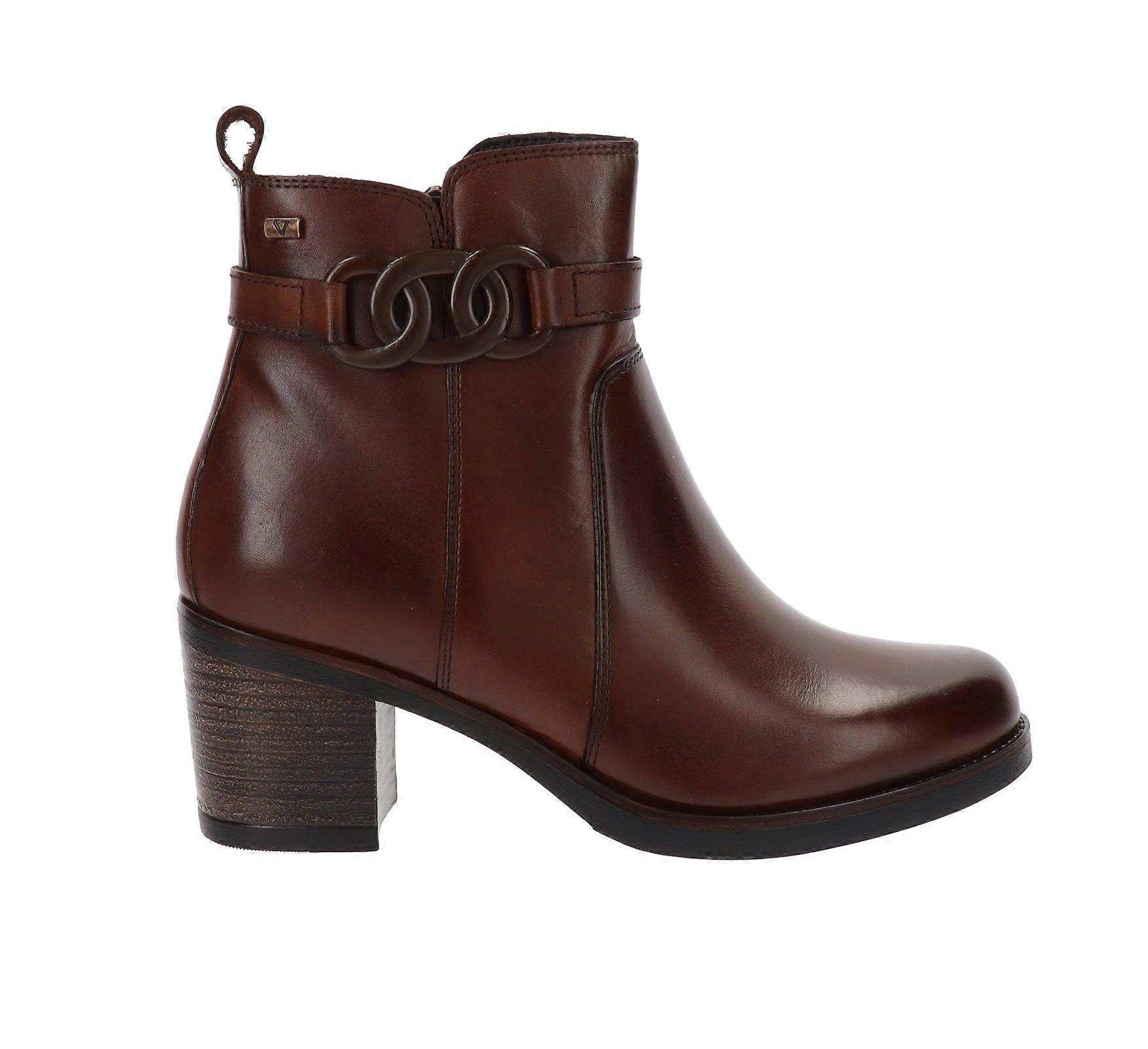Botas de tornozelo de couro para mulheres Valleverde com fecho de zíper VV47631