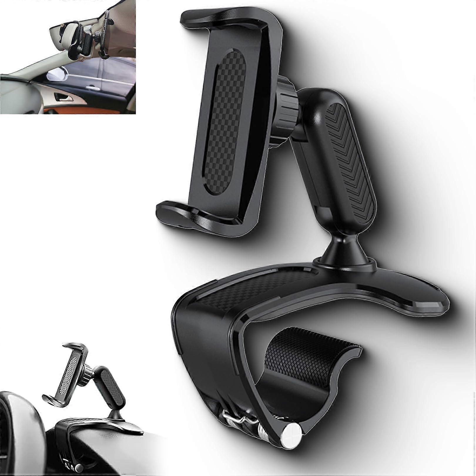 Unirexa Phone Holder Universal 360Degree Rotatable Dashboard Clip RockSolid Grip For Wheel And Sun Visor 1 Pack