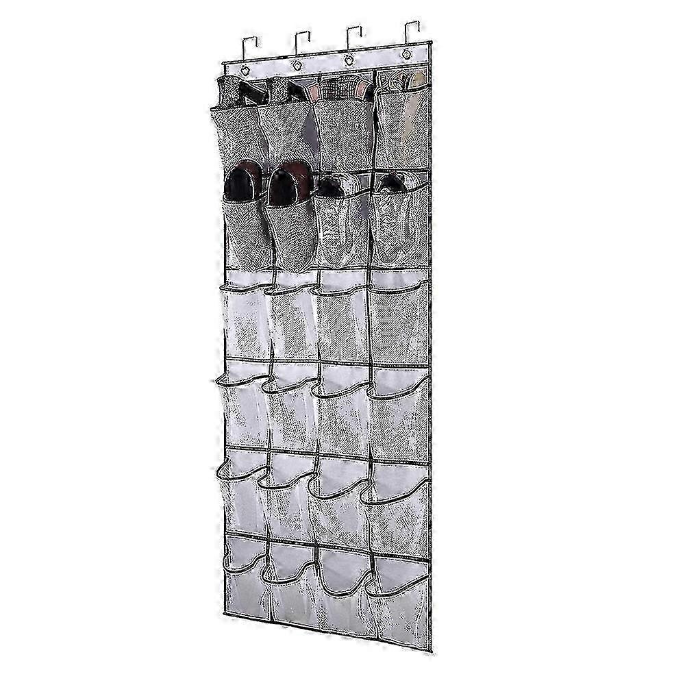 Sunrain Over The Door Shoe Organizer 24 Large Mesh Pockets, White