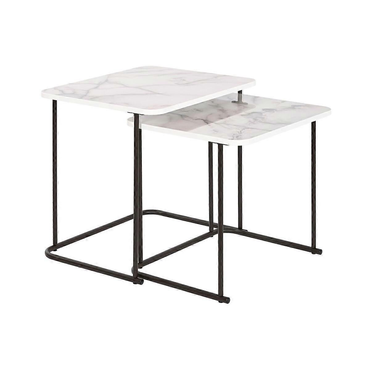 Set of 2 tables DKD Home Decor White Black 51 x 43 x 49 cm
