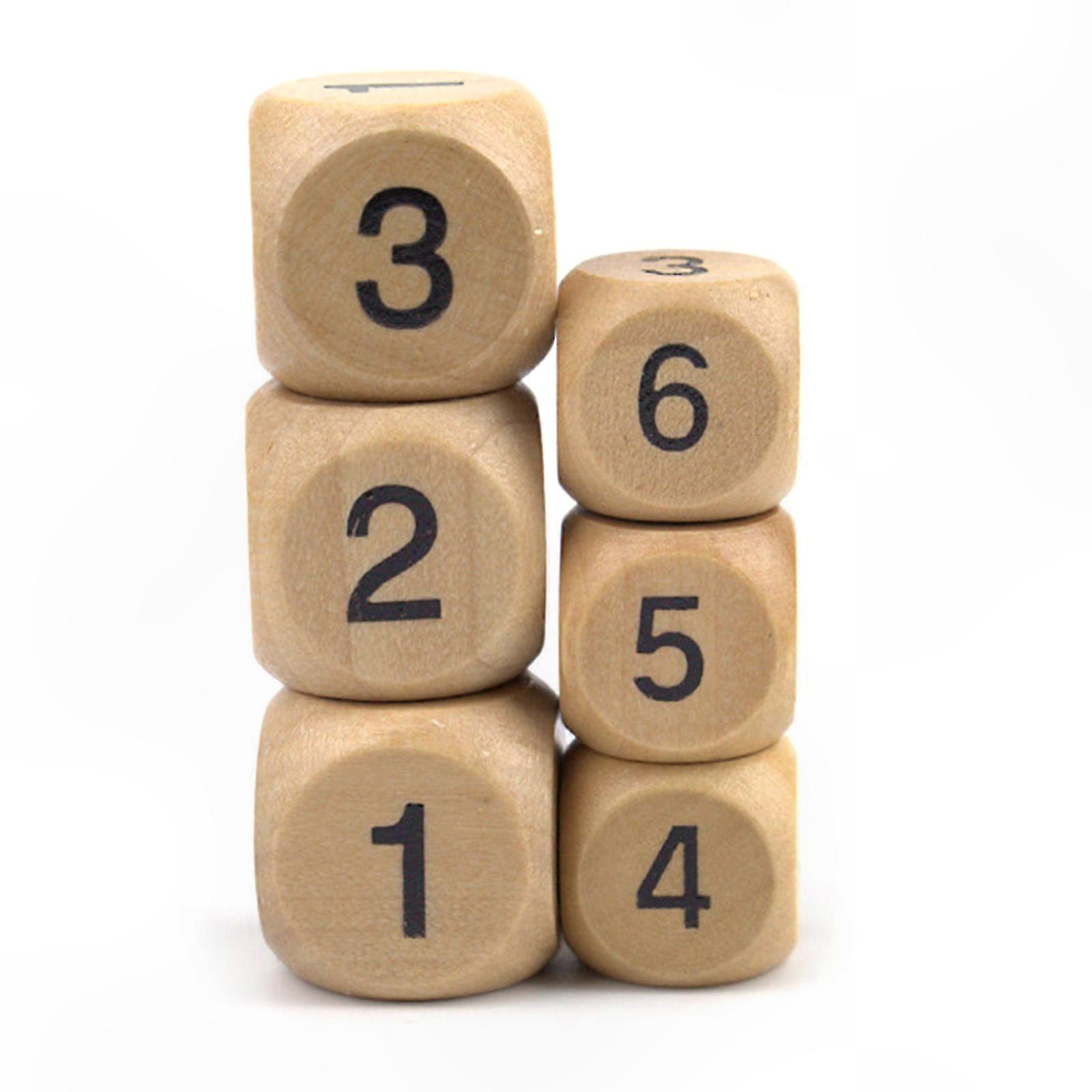 Wooden Six-Sided Dice Set - 10 Count Numbered 1-6 for Board Games & Tabletop Activities