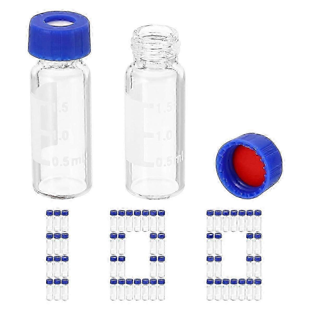 100PCS 2ml Autosampler Vial, Clear Sample Vial with Screw Cap & Writing Patch for HPLC Lab (9-425)