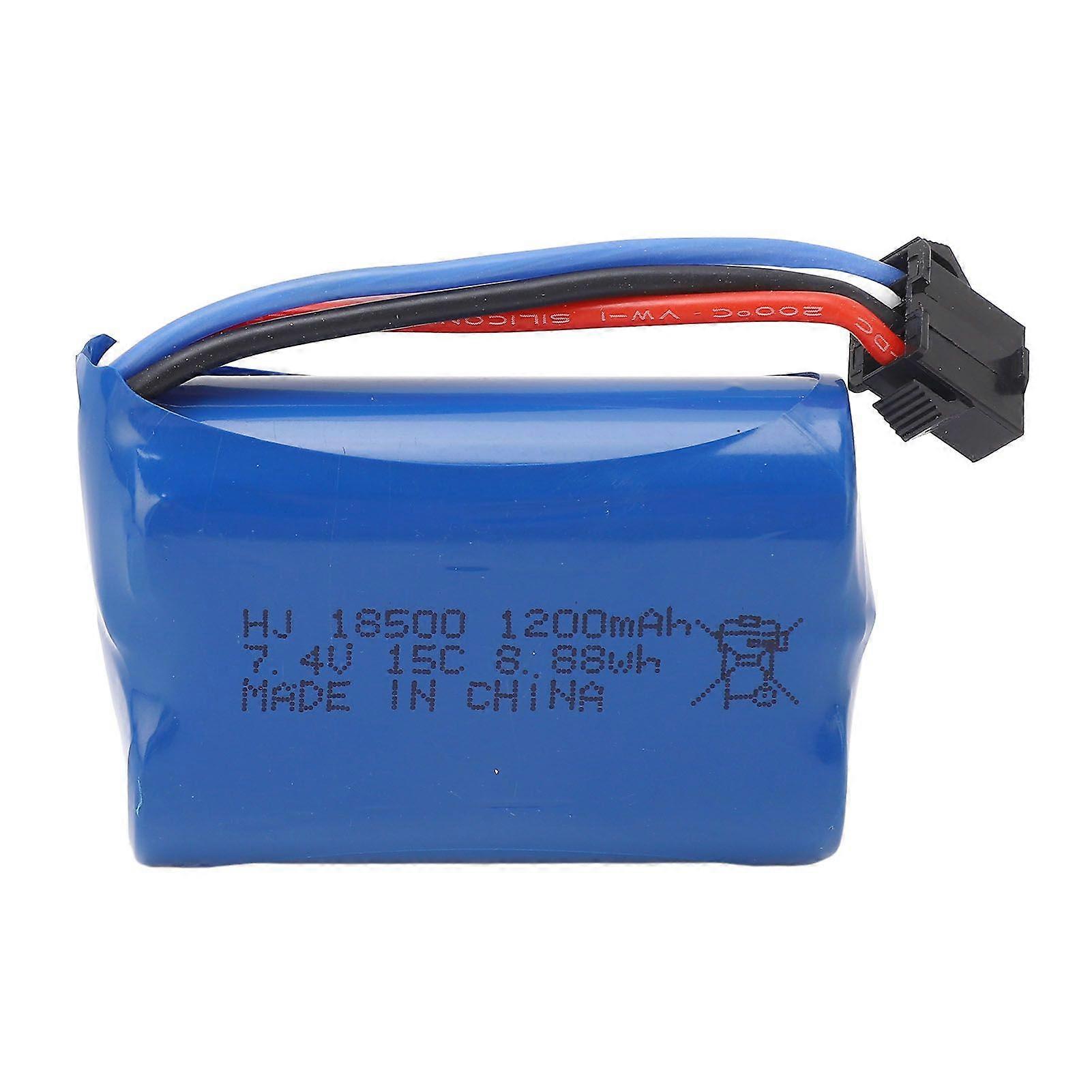 7.4V 1200mAh RC Car Lithium Battery 8.88Wh LiPo Battery Replacement with SM 4P Plug for RC Crawler Cars Blue