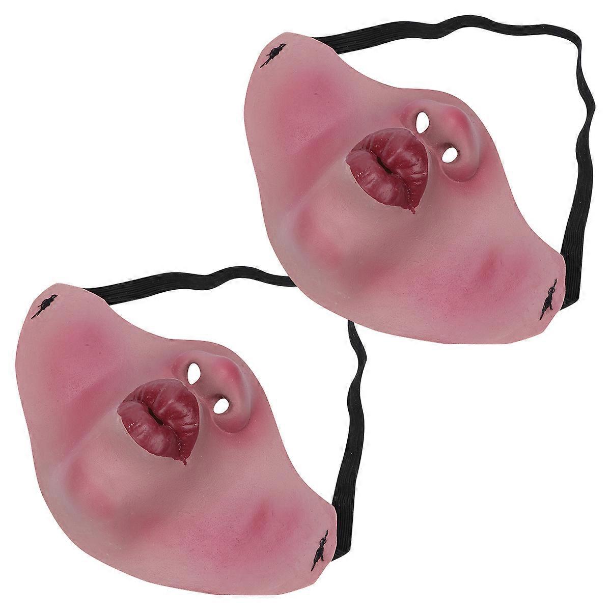 Party Halloween Funny Half Face Mask for Dress-Up 2Sets Latex Material