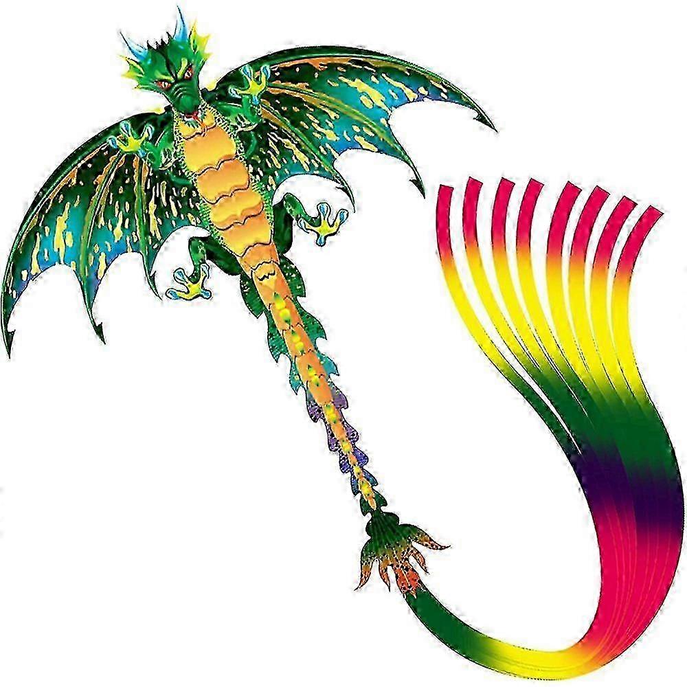 Dragon Kite for Beginners & Families, Lifelike Design Portable Outdoor Activity Toy, Easy to Fly High Altitude with Colorful Patterns, Suitable f